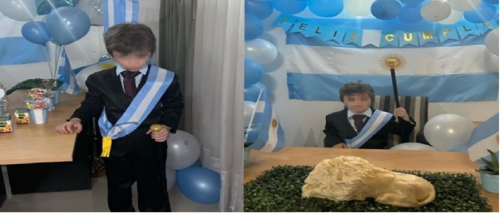 Voy a ser presidente cuando sea grande: un nene de 7 años festejó  su cumpleaños con la temática de Milei